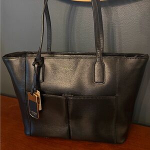 Ralph Lauren Black Leather Tote Bag
